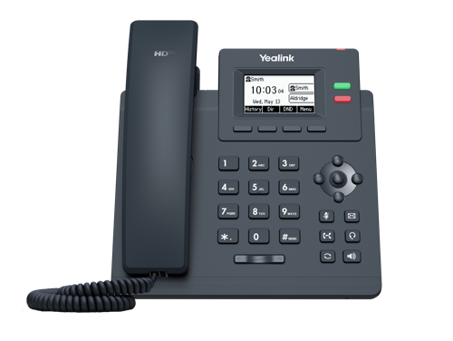 T31G VoIP SIP telephone, 2 x Gigabit Ethernet, 2 x line keys, PoE required, AC optional, 2.3 inch backlit LCD, HD audio, RJ9 headset jack.
