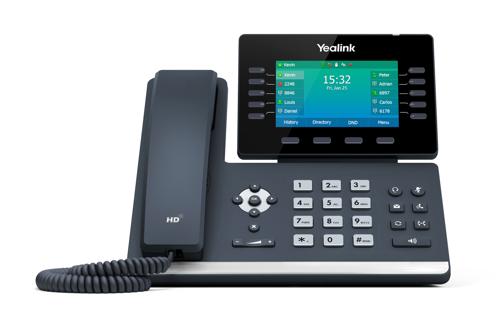T54W VoIP SIP telephone, Wi-Fi 802.11ac, 2 x Gigabit Ethernet, 10 x line keys, PoE required, AC optional, 4.3 inch backlit colour LCD, HD audio.